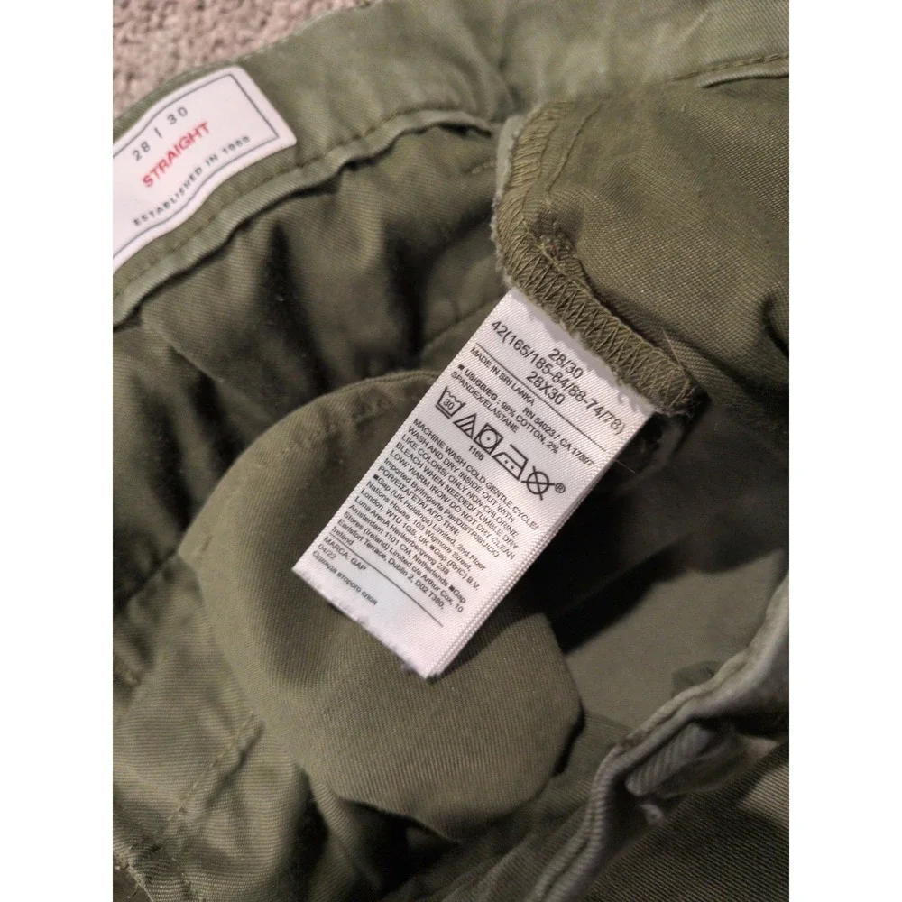 GAP Mens Straight Fit Chinos Olive Green Stretch Twill‎ Pants 28x30